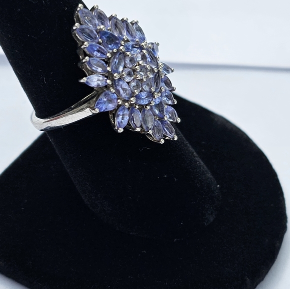 Genuine 4.35 Carat Tanzanite Cluster Ring in Sterling Silver Size 8 😍 - Picture 8 of 11
